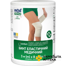 Бинт еластичний медичний MEDTEXTILE середньої розтяжності, 3 м * 8 см Техномедика (Україна)