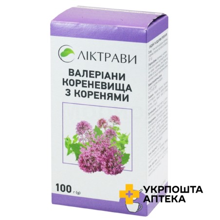 Валеріани кореневища з коренням кореневища та коріння 100.г Ліктрави (Україна)