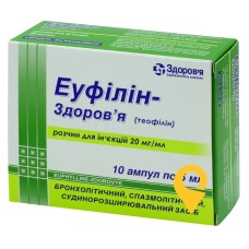 Еуфілін р-н д/ін. 2 % 5.мл №10 Здоров'я ФК (Україна)