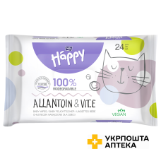 Серветки вологі для дітей Bella Baby Happy з вітаміном Е та алантоїном №24 Torunskie ZMO (Польща)
