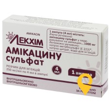 Амікацин р-н д/ін. 250 мг/мл 4.мл Лекхім-Харків (Україна)
