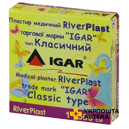 Пластир Ріверпласт Ігар 1 см * 500 см, клас., бавов. осн. Ігар (Україна)