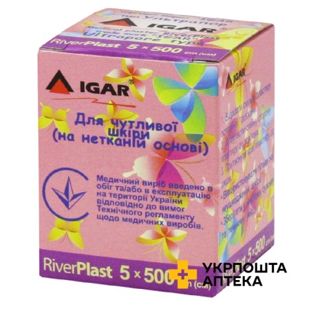 Пластир Ріверпласт Ігар 5 см * 500 см . ультрапор, неткан. осн. Ігар (Україна)