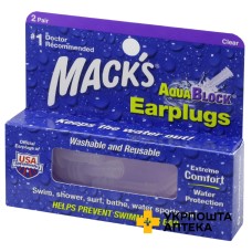 Беруші з силікону Soft Flanged Ear AquaBlock пара, прозорі №2 McKeon Products (США)