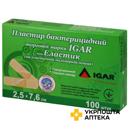 Лейкопластир бактерицидний Ігар 2,5 см * 7,6 см, полімер. №100 Changzhou Major Medical Products (Китай)