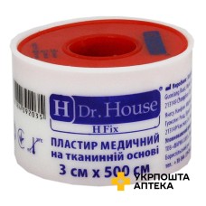 Лейкопластир H Др. Хаус 3 см*500 см уп. пластик., на тканинній основі Jiangsu Nanfang Medical Co., Ltd (Китай)
