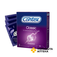 Презервативи латексні з силіконовою змазкою CONTEX® Classic (класичні), 3 шт. Reckitt Benckiser Healthcare (Великобританія)