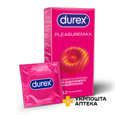 Презервативи латексні з силіконовою змазкою DUREX® Pleasuremax (з ребрами та крапками), 12 шт. Reckitt Benckiser Healthcare (Великобританія)