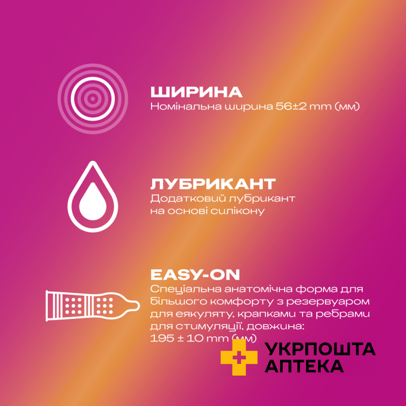 Презервативи латексні з силіконовою змазкою DUREX® Pleasuremax (з ребрами та крапками), 12 шт. Reckitt Benckiser Healthcare (Великобританія)