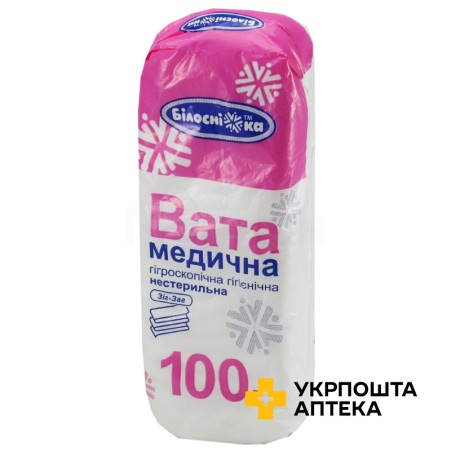 Вата нестерильна 100 г, зигзаг УКРМЕДТЕКСТИЛЬ ООО (Україна)