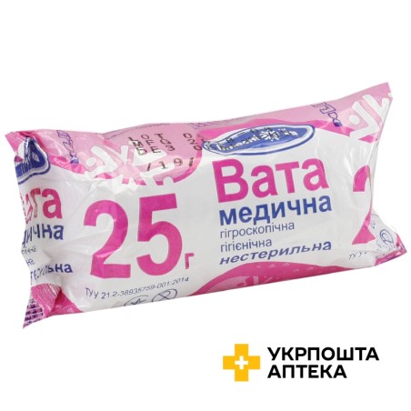 Вата нестерильна рулон 25 г УКРМЕДТЕКСТИЛЬ ООО (Україна)