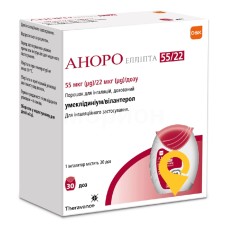 Аноро елліпта пор. д/інг. 22 мкг/доза + 55 мкг/доза 30.доз Глаксо Оперейшнс ЮК (Великобританія)