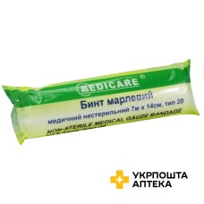 Бинт нестерильний Медікеа 7 м * 14 см, тип 20 Допомога-I (Україна)