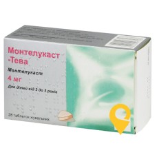 Монтелукаст табл. жув. 4 мг №28 Тева Оперейшнз Поланд (Польща)