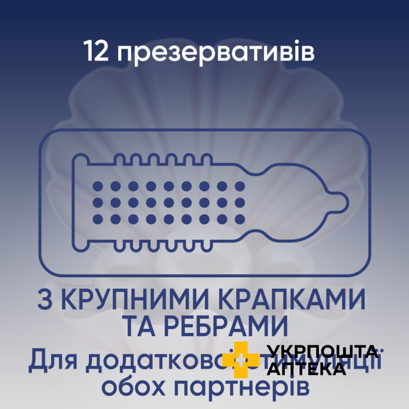 Презервативи латексні з силіконовою змазкою CONTEX® Extra Sensation (з крупними крапками та ребрами), 12 шт. Reckitt Benckiser Healthcare (Великобританія)