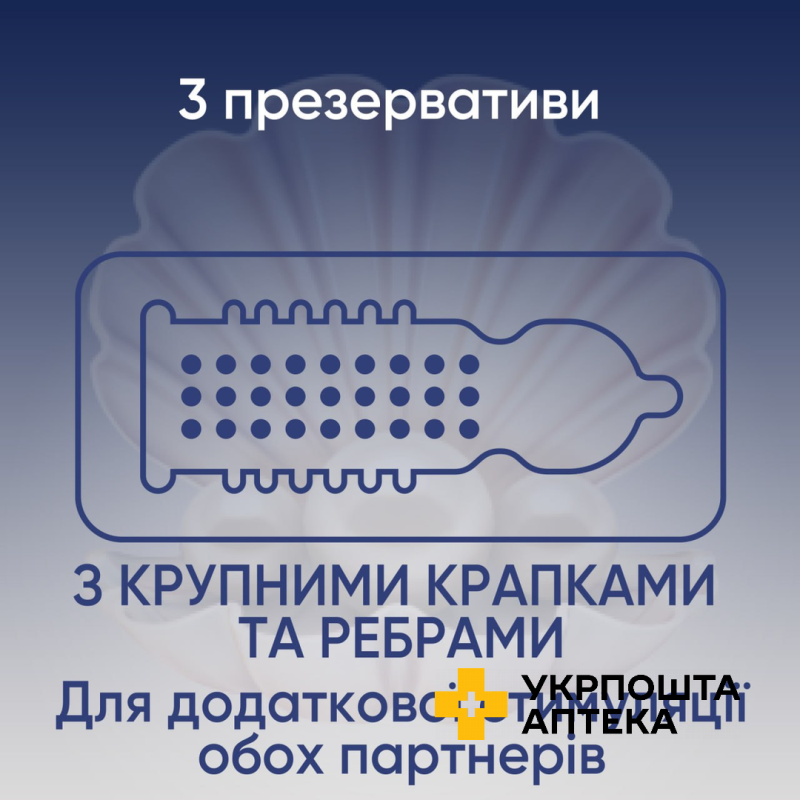 Презервативи латексні з силіконовою змазкою CONTEX® Extra Sensation (з крупними крапками та ребрами), 3 шт. Reckitt Benckiser Healthcare (Великобританія)