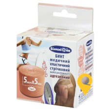 Бинт еластичний стрічковий малої розтяжності 5 см х 5 м тілесний, адгезивний тм 