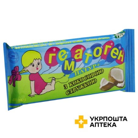 Гематоген 40 г, кокосова стружка Натур + (Україна)
