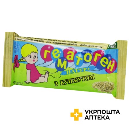 Гематоген 40 г, кунжут Натур + (Україна)