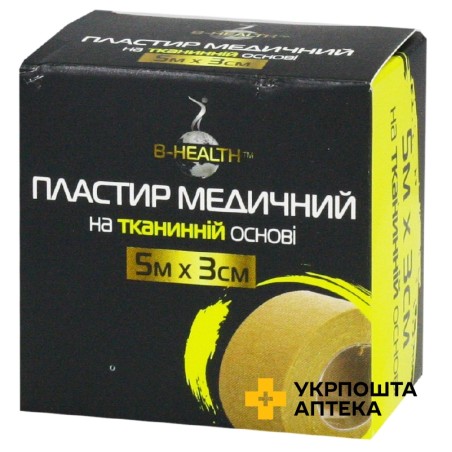 Пластир котушковий Бі-хелс 5 м * 3 см, ткан., котуш. Калина Медична Виробнича Компанія (Україна)
