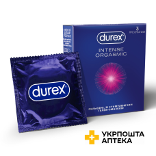 Презервативи латексні з силіконовою змазкою DUREX®  Intense Orgasmic (рельєфні, зі стимулюючим гелем-змазкою), З шт. Reckitt Benckiser Healthcare (Великобританія)