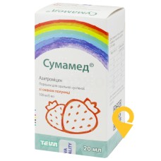 Сумамед пор. д/сусп. 100 мг/5 мл 20.мл зі смаком полуниці Пліва (Хорватія)