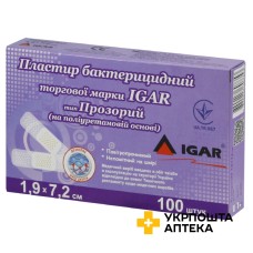 Лейкопластир бактерицидний Ігар 1,9 см * 7,2 см, поліуретан, прозор. №100 Ігар (Україна)