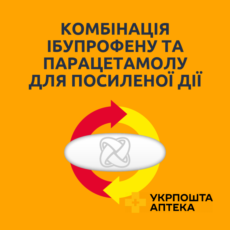 НУРОФЄН® ІНТЕНСИВ, таблетки, вкриті плівковою оболонкою, 6 шт, знеболювальна дія ібупрофену та парацетамолу Реккітт Бенкізер Хелскер (Великобританія)