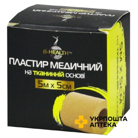 Пластир котушковий Бі-хелс 5 м * 5 см, ткан., котуш. Калина Медична Виробнича Компанія (Україна)