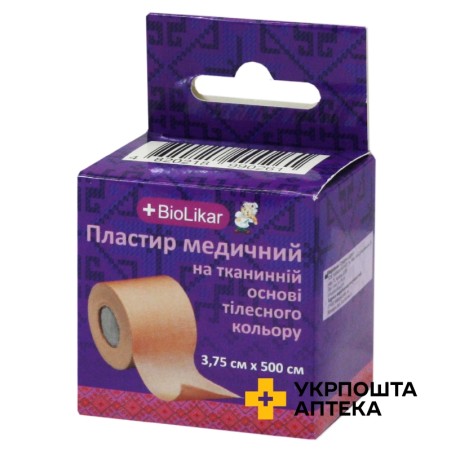 Пластир на тканинній основі 3,75 см * 500 см, тілесн., ткан. Киевфармгрупп (Україна)