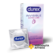 Презервативи латексні з силіконовою змазкою DUREX® Invisible Extra Lube (ультратонкі з додатковою змазкою), 12 шт. Reckitt Benckiser Healthcare (Великобританія)