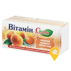 Вітамін C табл. жув. 500 мг з персиковим смаком №60 Київський вітамінний завод (Україна)