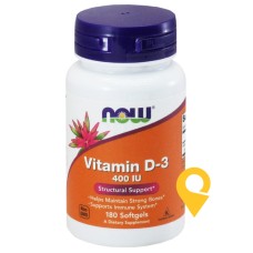Вітамін Д3 капс. 400 МО №180 NOW FOODS (США)