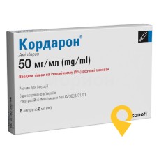 Кордарон р-н д/ін. 50 мг/мл 3.мл №6 Санофі Вінтроп Індастріа (Франція)