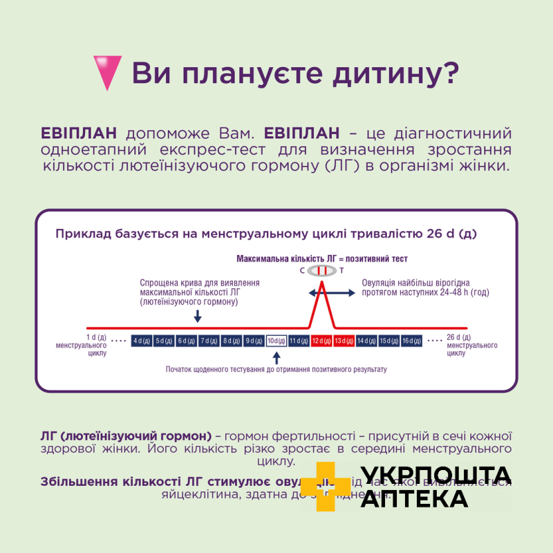 Набір тестів для визначення овуляції та вагітності Eviplan 5+1, 6 шт. Sanavita Pharmaceuticals GmbH (Німеччина)