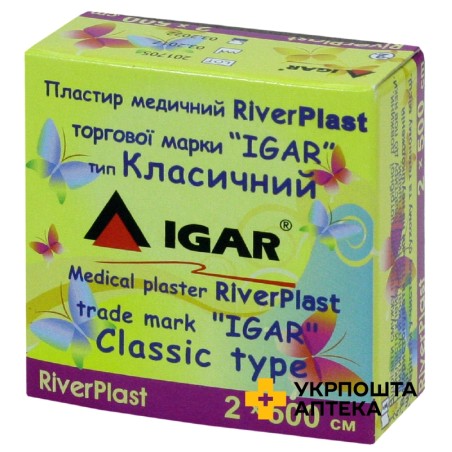 Пластир Ріверпласт Ігар 2 см * 500 см, клас., бавов. осн. Ігар (Україна)