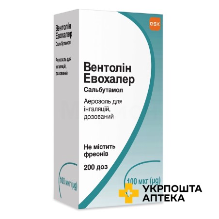 Вентолін аерозоль д/інг. 100 мкг/доза 200.доз Глаксо Веллком (Іспанія)