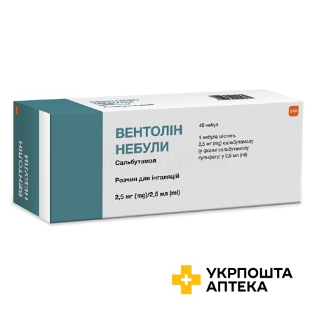 Вентолін р-н д/інг. 2,5 мг 2.5мл №40 Аспен Бад Олдесло (Німеччина)