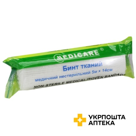 Бинт нестерильний Медікеа 5 м * 14 см, ткан. Допомога-I (Україна)