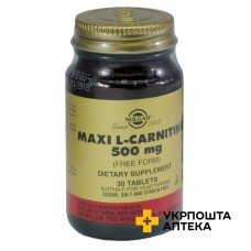 L-Карнітин табл. 500 мг №30 Солгар Вітамін енд Херб (США)