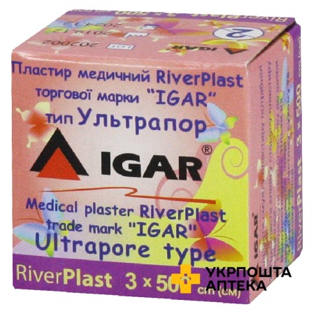 Пластир Ріверпласт Ігар 3 см * 500 см, неткан., ультрапор Ігар (Україна)