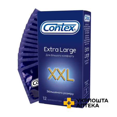 Презервативи латексні з силіконовою змазкою CONTEX® Extra Large (збільшеного розміру), 12 шт. Reckitt Benckiser Healthcare (Великобританія)