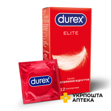 Презервативи латексні з силіконовою змазкою  DUREX® Elite (тонкі), 12 шт. Reckitt Benckiser Healthcare (Великобританія)