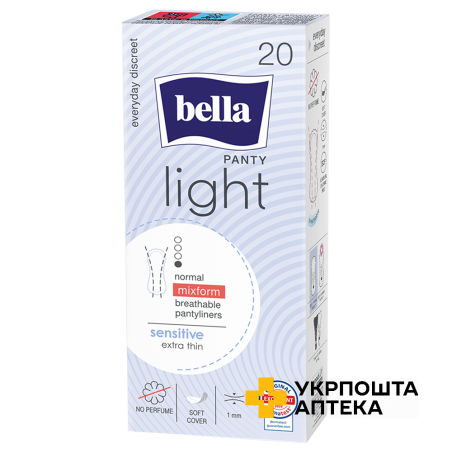 Прокладки гігієнічні щоденні BELLA PANTY LIGHT SENSITIVE normal mixform №20 Torunskie ZMO (Польща)