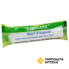 Бинт нестерильний Медікеа 5 м * 14 см, в'язаний Допомога-I (Україна)
