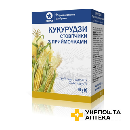 Кукурудзи стовпчики з приймочками по 30 г у пачках з внутрішнім пакетом Віола (Україна)