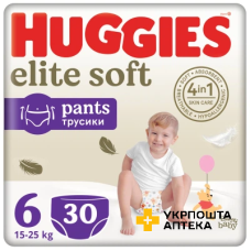 Підгузки дитячі Huggies Elite Soft Jumbo 6 (15–25 кг) №30 Kimberly-Clark (Чехія)