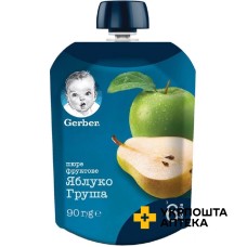 Гербер пюре яблуко і груша 90 г, яблуко, груша, з 6 міс. Nestle Polska (Польща)