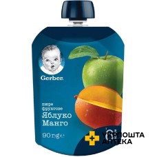 Гербер пюре яблуко і манго 90 г, яблуко, манго з 6 міс. Nestle Polska (Польща)