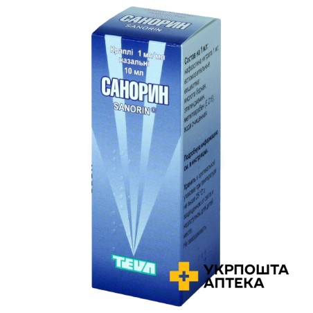 Санорин крап. назал. 0,1 % 10.мл Teva Czech Industries s.r.o. (Чеська Республіка)